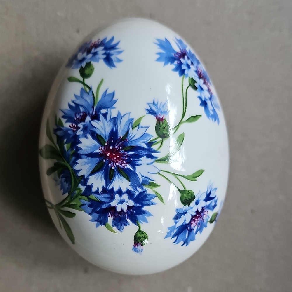 Floral Blue and White Decorative Egg